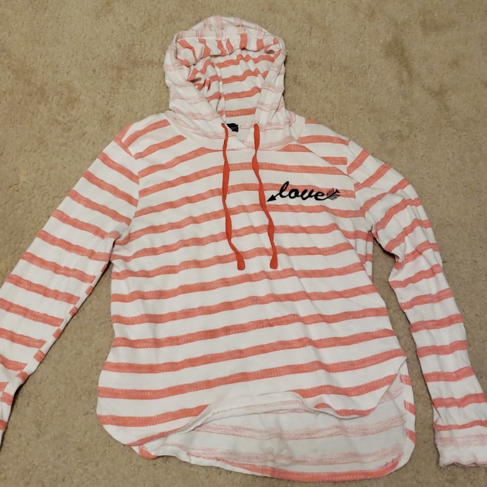 Pink and white stiped hoodie - Picture 1 of 3